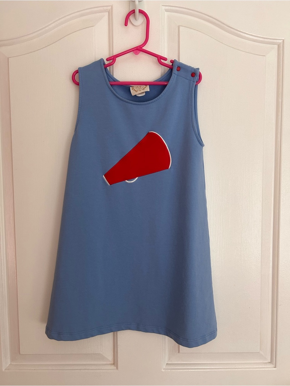 The Beaufort Bonnet Company Blue Sleeveless Dress with Red Megaphone NWOT